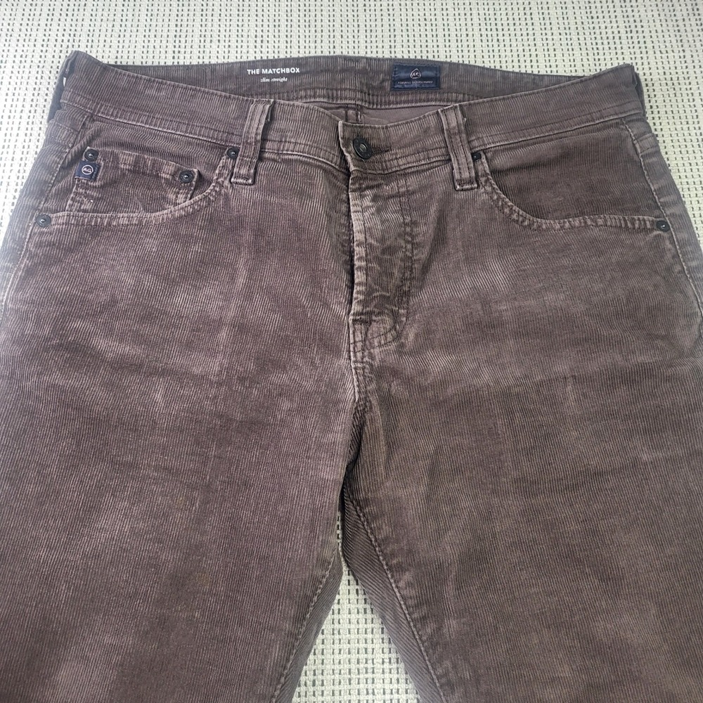 AG Adriano Goldschmied Pants Mens 32 Brown The Matchbox Slim Straight Corduroy